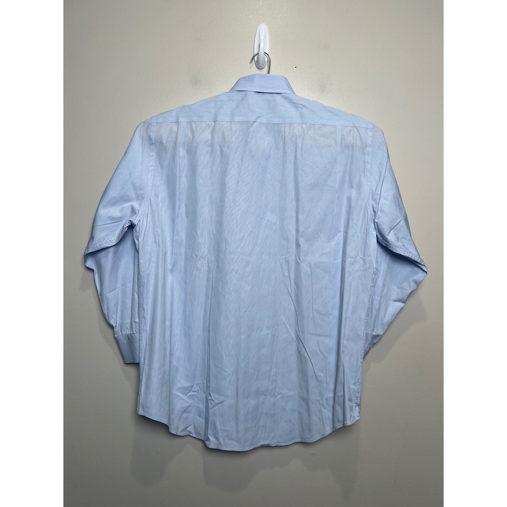 Ledbury Fine Shirting Mens 18 45cm Blue White Micro Stripe Button Down Shirt - Picture 4 of 7